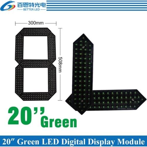 10pcs/lot 20" Green Color Outdoor 7 Seven Segment LED Digital Number Module for Gas Price LED Display module