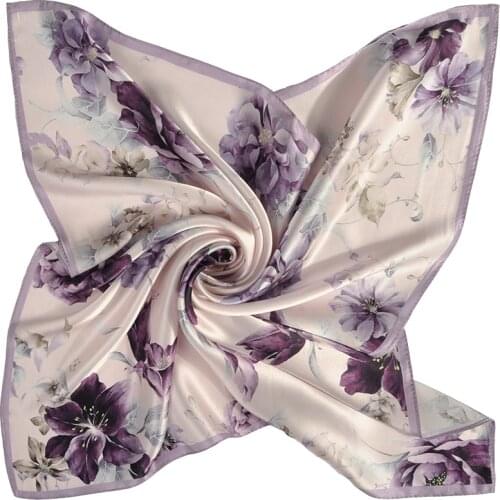 100% Hangzhou Silk Square Neckerchief Scarf 65*65cm Silk Kerchief Wraps for Ladies Printed Bandana Real Silk Square Neck Scarves