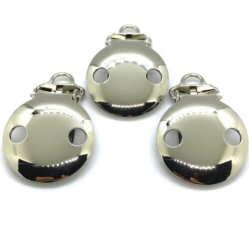25pcs Small Loop 2 Holes Silver Pacifier Clips Suspender Clips EN-12586