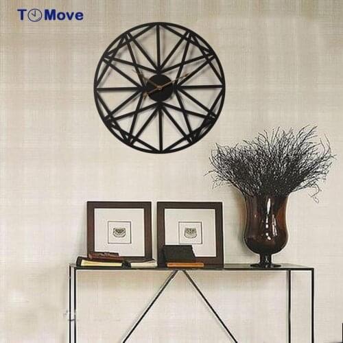 3D Large Retro Black Wall Clock Wrought Iron Wall Clocks for Living Room Decorations Art Hollow Big Clock on the Wall horloge