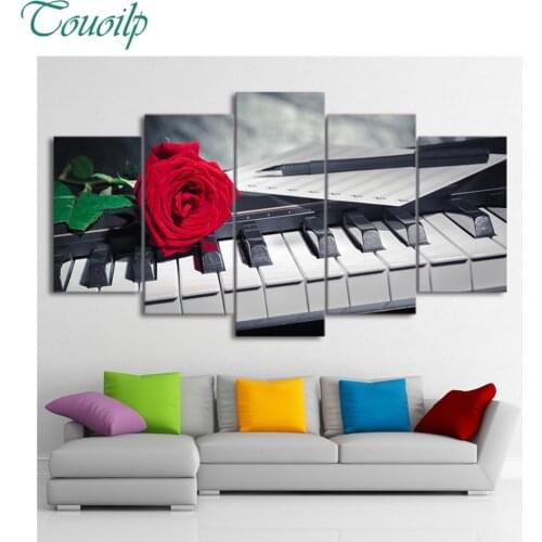 5pcs full round&square 5D DIY diamond painting Piano pen Rose Art Hanging on the wall embroidery wedding decoration gifts