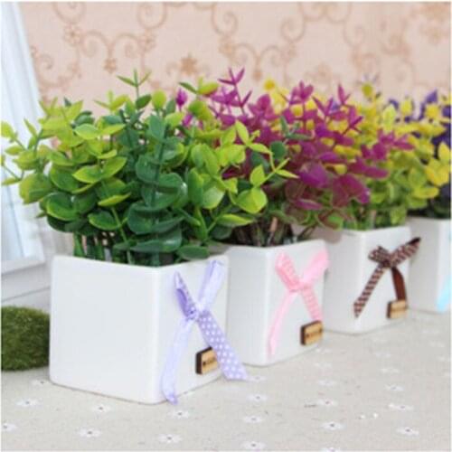 7 pcs/lot) 2015 Wedding decoration high real touch decorative flowers eucalyptus plastic flowers cheap artificial plants