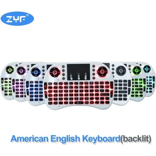 2.4GHz Mini Wireless Keyboard with Touchpad Mouse For dreamlink, Android TV Box etc.7 Color Backlit i8 Air Mouse Remote Control