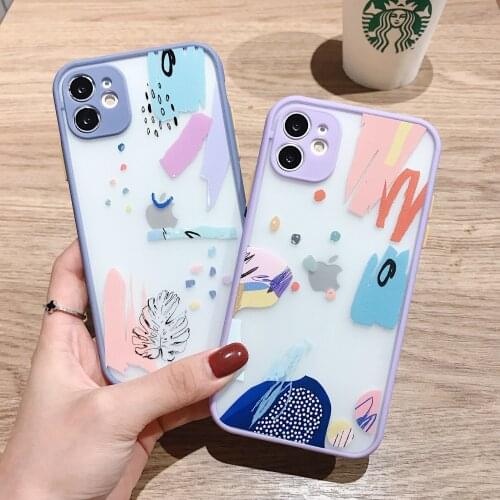 Luxury Colorful Graffiti Pattern Case For iPhone 11 Pro Max 8 7 Plus X XS Max XR SE2020 Soft Bumper Matte Phone Cover
