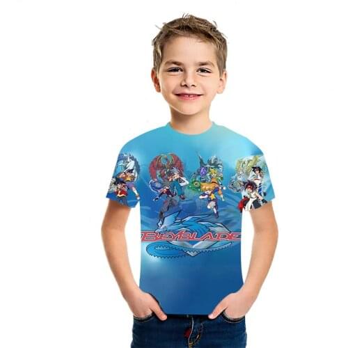Beylade Burst Anime Kids' Summer 3D Cotton Printed T-Shirt 2021 Boys And Girls Fashion All Over Short Sleeve Casual Slouch Top