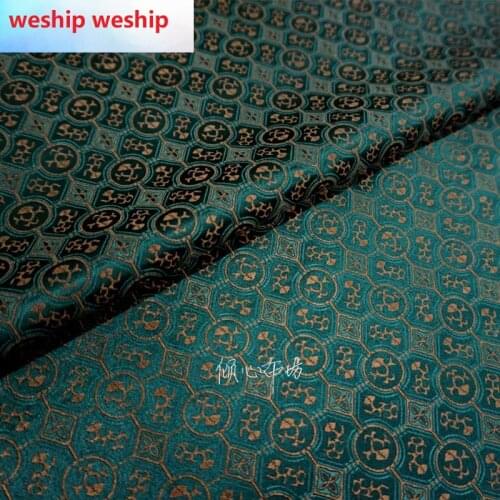 Chinese Classics Brocade jacquard Satin deep green circle silk fabric Satin de soie Satén шелк hanfu cloth DIY patchworkbag
