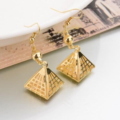 Classic Women Gold Plated Dangle Earrings Egyptian Pyramid Earrings Personality Creative Earrings Party Jewelry Gifts