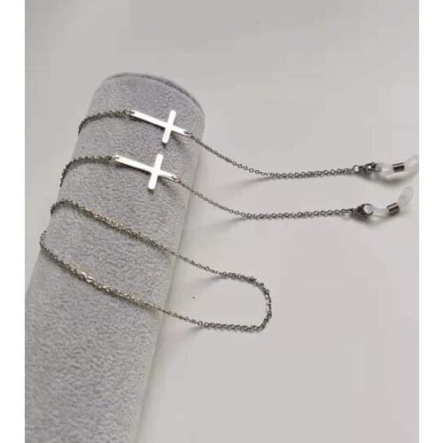 Cross Charm Men Women Anti-skid Eyeglasses Chain Holder Strap Hanging Neck Reading Glasses Stainless Chain
