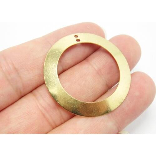 Brass pendant 33mm Round earrings charms findings Raw brass circle 2 holes -10pcs R1062