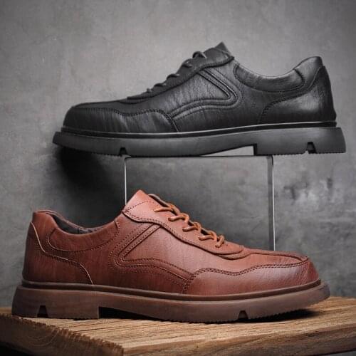 Autumn Winter Men Leather Shoes Vintage Style Men Shoes Casual Fashion Fashion Sneakers Flats Loafers