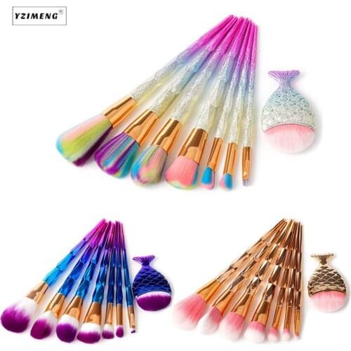 8Pcs Unicorn Rainbow Makeup Brushes Set Mermaid Foundation Powder Blush Eye Shadow Face Brushes Comestioc Brush Contour Brusher