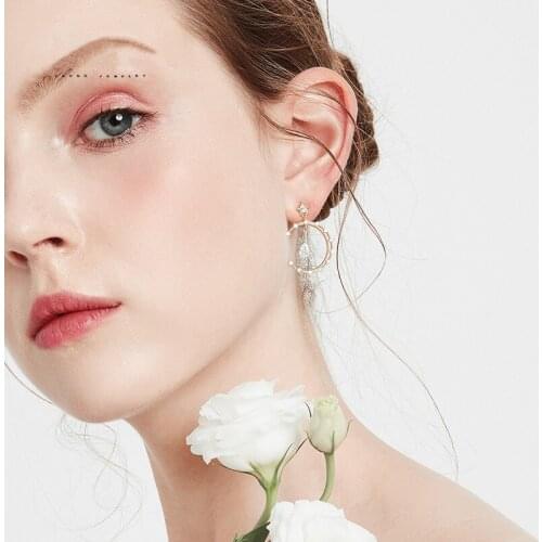 2021 New Fashion Earrings For Women Star Moon Shape Korean Style Fresh Temperament Simple Earring For Wedding Girl Female Gift