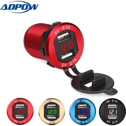 New Arrive Cigarette Lighter Socket Splitter Auto Voltmeter 12V-24V 2 Port USB Car Charger Power Adaptor Car Socket