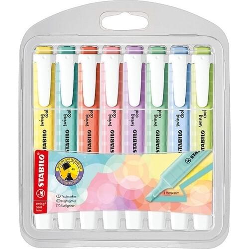 Stabilo Highlighter Pen Swing Cool Pastel 8 Pcs Pack Pastel Marking Pen Highlighter Felt Pen Original Product Fast Shipping