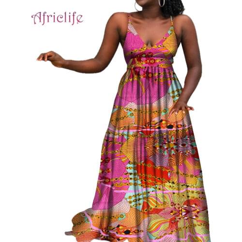 African Slip Dress Sexy Girl Summer Dress Long Beach Dress Casual Spaghetti Strap Plus Lady Wedding Party Beach Dresses WY7601