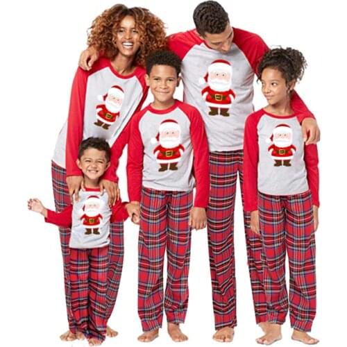 Family Christmas Pajamas set father mother girl boy Winter Parent-child Long-sleeved Tee Long Pants Print Xmas Cotton Sleepwear