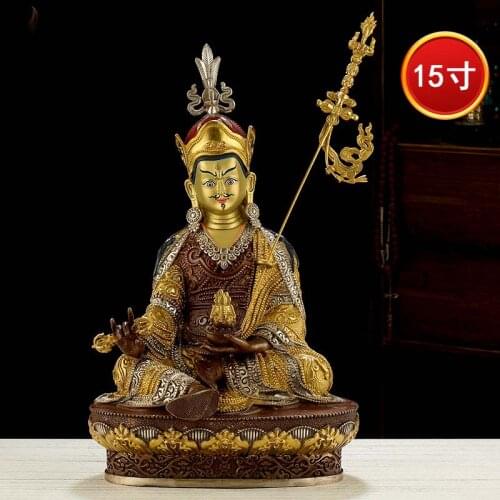 49CM Large High grade buddha statue temple Family protect God Buddhism Gilding Padmasambhava Guru Rinpoche buddha statue