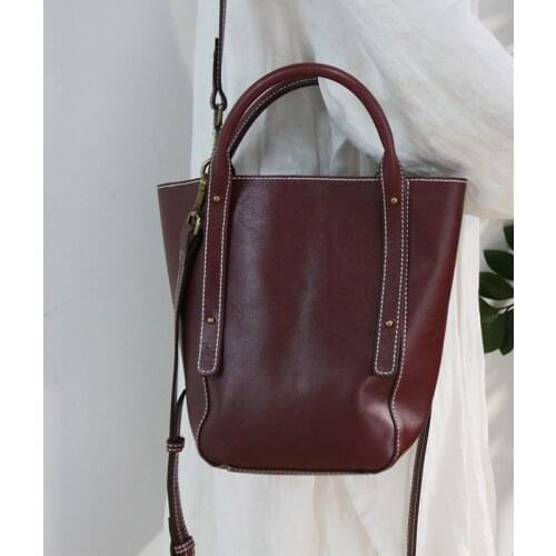 Fashion Handbags Women Bucket Bags High Quality Genuine Leather Shoulder Messenger Bag Lady Designer Luxury Totes Top-Handle Bag