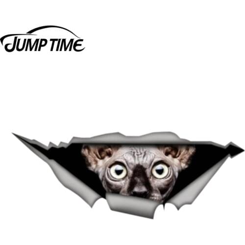 Jump Time 13cm x 4.8cm Sphynx cat sticker 3D Pet Graphic Vinyl Decal Car Window Laptop Bumper Bird Car Stickers