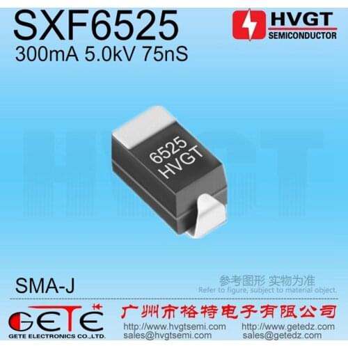 HVGT,High voltage diode 5kV, SXF6525, Silicon rectifier diode 300mA 5kV 75ns, SMT, SMA,Fast recovery, High frequency, 10pcs/bag