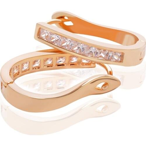 YAN MEI New White Gold Color Earring Austria Multicoloured Cubic Zirconia Clip Earrings Luxury Jewelry for Woman GLE0387