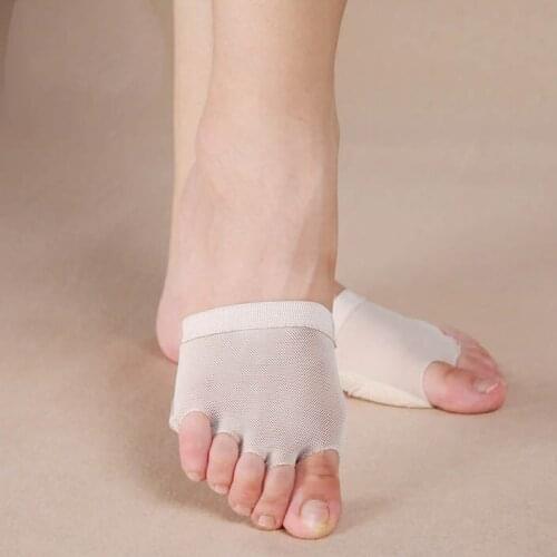 Womens Footundeez Lyrical Dance Shoe Half Sole Socks Foot Thong Beige Size 34-41 Free Shipping