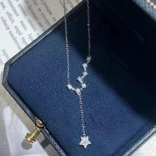 925 Sterling Silver Star Pendant Choker Big Dipper Necklace Fashion Simple Ladies womens neck chain For Women Jewelry Gifts