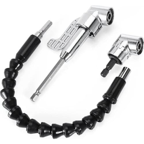 1/4 inch Flexible Hex Shaft Screwdriver Power Drill Bit Extension 105 Degrees Corner Device + Screwed Joint + Flexible Extension