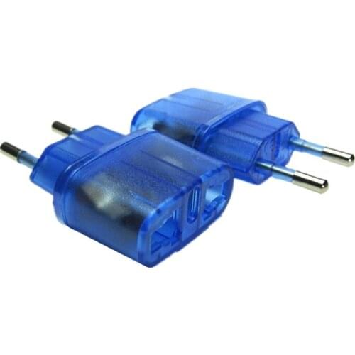 1PCS US To EU Plug Power Adapter Travel Power Plug Adapter Converter Wall Charger Blue