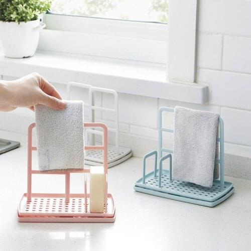 1Pcs Storage Rack Sponge Holder For Pad Towel Kitchen Accessories Shelf Plate PP Standing Type Removable Mutifuctional