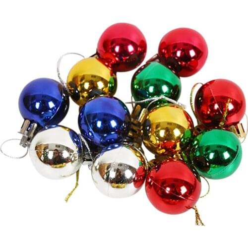 12 Pcs/Set Colorful Xmas Ball Ornament 1.18in Shiny Christmas Tree Ball Hanging Decoration Baubles Home Garden Decor Accessories
