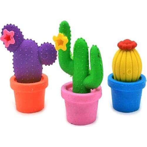 2017 New Arrival Colorful Cactus Eraser Funny Fairy Ball School Eraser Holiday Gift Eraser MOQ 15 pieces per lot