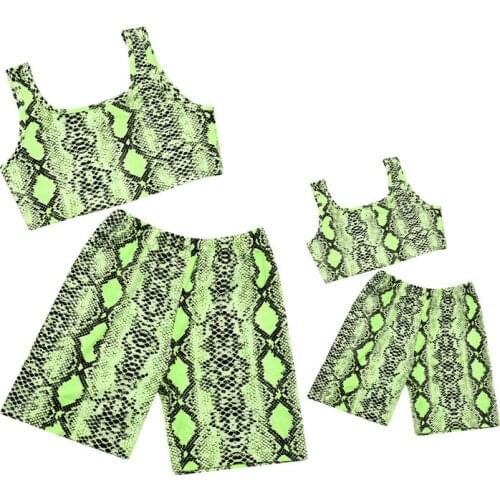 2021 Summer Sport Yoga Clothes Set For Mother And Daughter Family Matching Outfits Sleeveless Tops+Shorts Mommy And Me Teen 12y