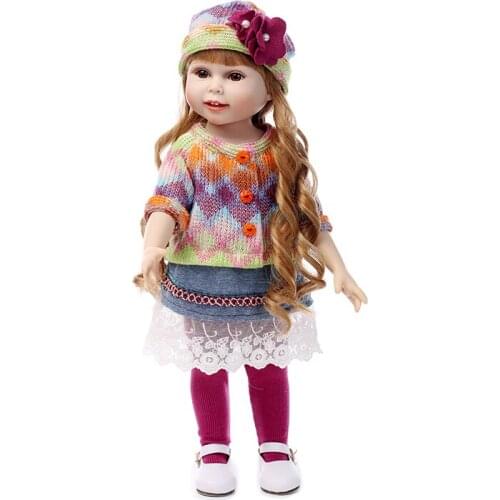 45cm Fashion Girl Princess Doll Cute Long Hair Vinyl Doll for Sale Winter Dress Up Baby Alive Boneca Girls Toys Gift