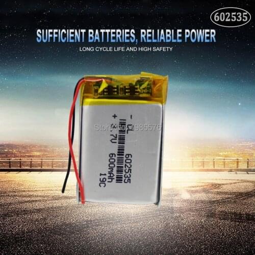 3.7v 600mah 602535 062535 Lithium ion Polymer li ion Rechargeable Battery For DVR GPS MP4 Tachograph bluetooth headphone battery