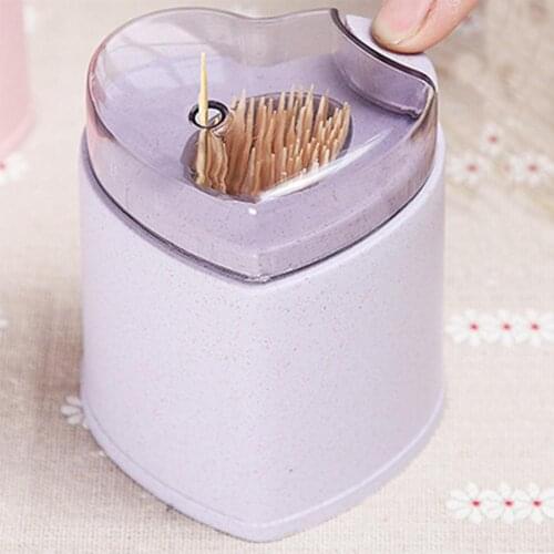 Hand Press Automatic Toothpick Box Container Wheat Straw Toothpick Cans for Kitchen Home Supplies