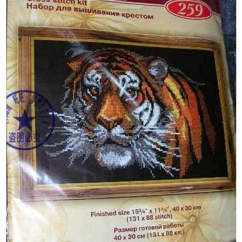 FREE delivery hot selling 100% egypt cotton counted cross stitch kit tiger Riolis 259 animal