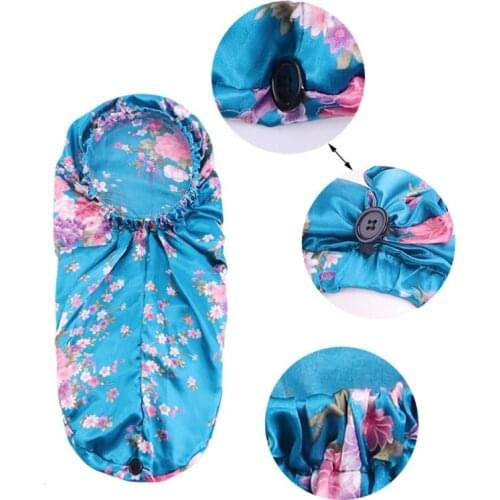 Long Satin Sleep Elastic Hair Band Nightcap with Botton Hair Care Nightcap Single Layer Loose Keep Hairdo Tool F3MD