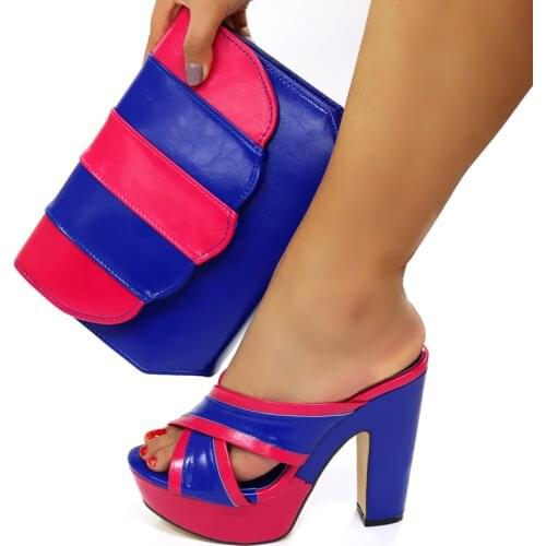 Doershow Nigerian Party fuchsia Shoe and Bag Sets Italian Shoes and Bags Set for party African Matching Shoes and Bag!HGF1-10