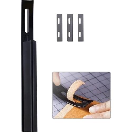 Imzay DIYNew Steel Modern Safety Beveler Skiver Thinning Leather Craft Blade Knife DIY Seams Tool For Home Handmade Accessories