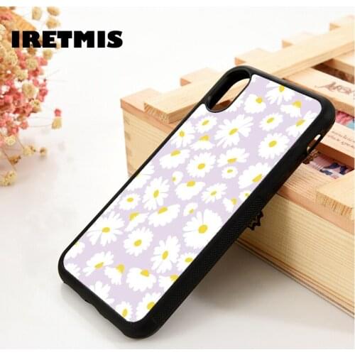 Iretmis 5 5S SE 2020 6 6S TPU Silicone Rubber Phone Case Cover for iPhone 7 8 Plus X Xs 11 12 MINI Pro Max XR Lilac Daisies