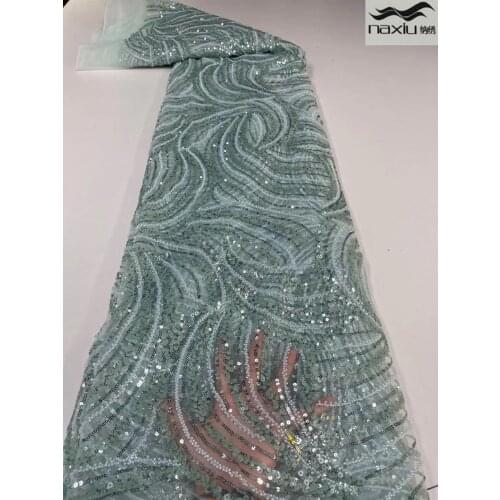 Madison Handmade Beaded Lace Fabric 2021 High Quality Lace Embroidery Nigerian Tulle Sequins Lace Fabrics For Bridal Dress