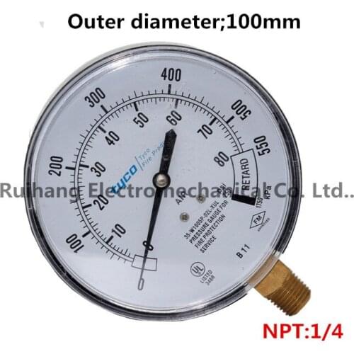 Fire pressure gauge 35-W1005P-02L-XUL 80PSI/550KPA