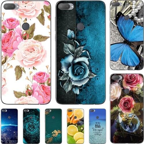 Fashion Flower Case For HTC Desire 12 Plus 12+ Cover Soft Silicone Cat Printing Capa Back Coque