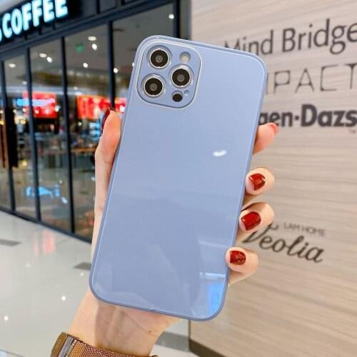 Fashion Straight Side Liquid Glass Silicone Anti Drop Phone Case for Iphone XR X XS Max 7 8 Plus 12 11Pro 12mini Cell Phone Case