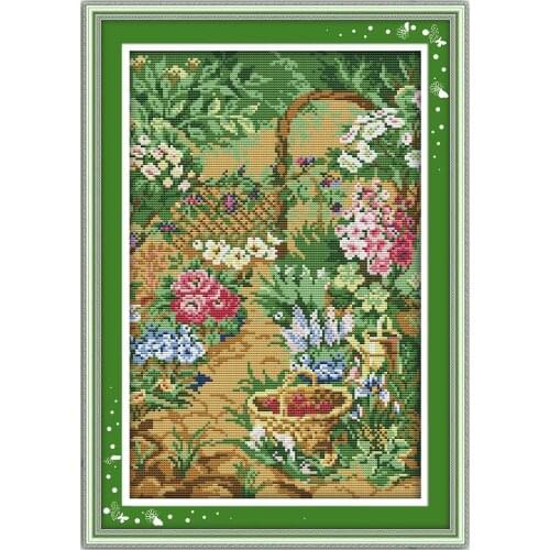 Flower Garden cross stitch kit picture 18ct 14ct count canvas x stitching craft supplies embroidery DIY handmade needlework