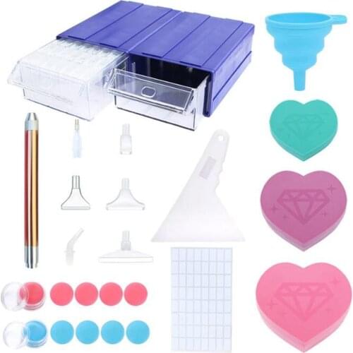 5D Diamond Painting Tool Set Drawer Combination Tool Kit Storage Box DIY Love Diamond Plate Peach Heart Turning Diamond Plate