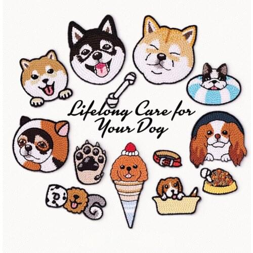 Cute Shiba Pug Dog Iron on Patches Set for Childrens Clothes T Shirt Diy Fashion Decoration Cartoon Animals Embroidery Applique