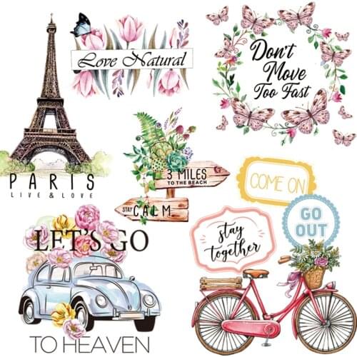 Colorful Flower Butterfly Patches Sticker On Clothes DIY Washable Iron On Transfers For Clothing Fashion Decoration Appliqued