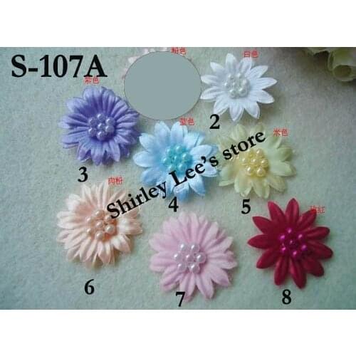 Wholesale --800pcs 3.5cm Satin ribbon flowers w/pearls,fancy antique--- Free Shipping to some countries